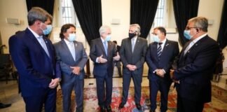 Jalil y gobernadores fueron recibidos por el ministro del Interior de Chile Alberto Fernandez, Raul Jalil, Chile