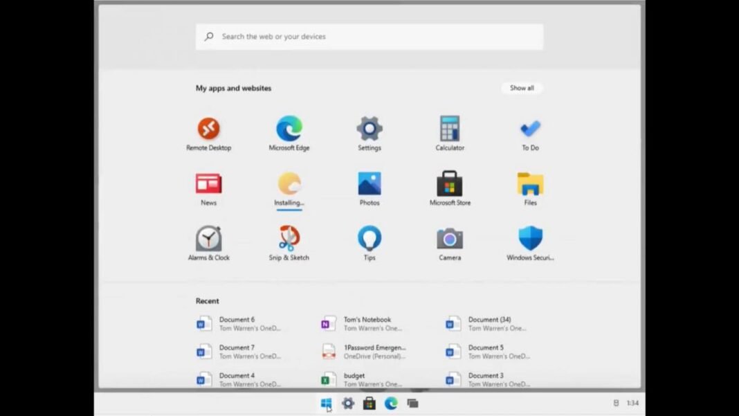 Así es el menú de inicio del sistema operativo Windows 10X