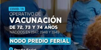 ATENCIÓN: Inicia la vacunación para personas de 72, 73 y 74 años en capital