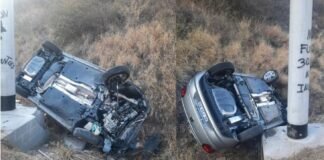 Quebrada de Moreira: perdió el control de su automóvil y volcó