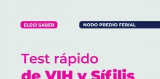 Se realizarán test rápidos de Sífilis y VIH en el Nodo Predio Ferial durante el mes de agosto