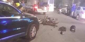 Motociclista lesionado en tremendo choque
