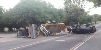 Tremendo vuelco de una camioneta en la ruta provincial N° 1