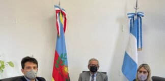 El ministro Isauro Molina recibió a su par de Educación Andrea Centurión Isauro Molina, Ministro de Innovacion, Andrea Centurion Ministra Educación, Vicente Rigalt, Secretario Innovacion,