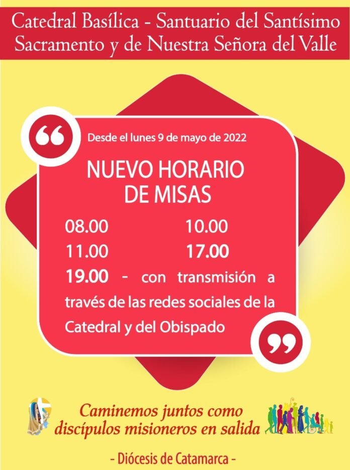 Nuevo horario de Misas en la Catedral y la Gruta | Catamarca Provincia