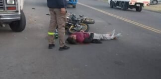Joven motociclista herida en el norte