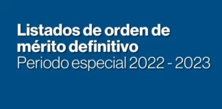 Listados de orden de mérito definitivo para periodo especial
