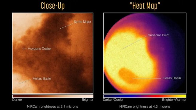 El telescopio espacial James Webb saca sus primeras fotos de Marte