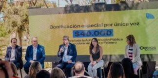 Bono de $40 mil, 250 recategorizaciones y piso de $90 mil para empleados públicos Ministro Juan Cruz Miranda, Ruben Dusso, Raul Jalil, Ministra Alejandra Nazareno