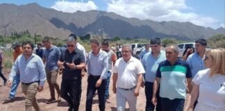 Gabriel Katopodis y Raul Jalil recorrieron obras en el oeste Raul Jalil, Eduardo Niederle, Sebastian Noblega, Gabriel Katopodis