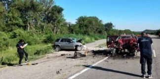 Tres fallecidos en tremendo siniestro vial frontal