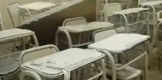 Cayó el techo de la escuela Chelemín de las 1000 viviendas