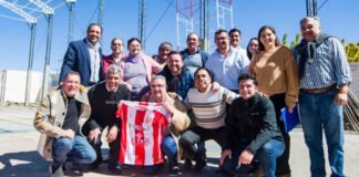 Avanza la construcción de un espacio multideportivo en el Complejo Deportivo Yokavil Fidel Saenz, Juan Pablo Sanchez, Raul Jalil