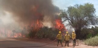 Emergencia en la Ruta Nacional 60: intenso trabajo interinstitucional para contener el fuego