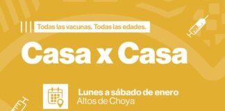 El Operativo de Vacunación «Casa x Casa» estará en Altos de Choya