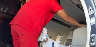 Doble vuelo en operativo sanitario para trasladar a persona que sufrió un grave accidente en Belén