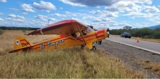 Aterrizaje de emergencia de una avioneta en la ruta Nº38 Capayán