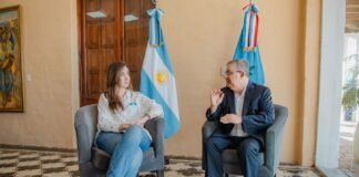Raúl Jalil recibió a la vicepresidente Victoria Villarruel