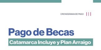 Cronograma de pago Beca “Catamarca Incluye” y “Plan Arraigo”