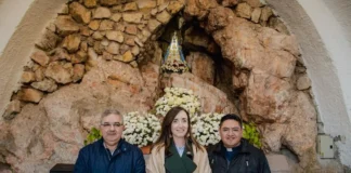 Raúl y la vicepresidente Victoria Villarruel visitaron a la Virgen del Valle en La Gruta