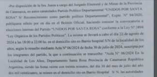 “UNIDOS POR SANTA ROSA” solicitó la convocatoria a elecciones internas