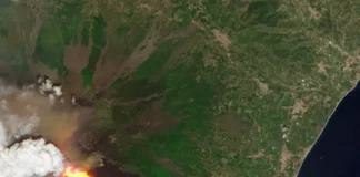 La espectacular imagen de la erupción del Monte Etna, vista desde el satélite Sentinel-2 de Copernicus