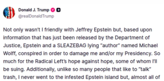 Donald Trump negó haber ido «a la infecta isla de Epstein» y prometió iniciar acciones legales