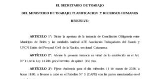 Dictaron conciliación obligatoria en el conflicto en Belén