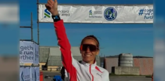 La atleta argentina ganó la maratón de Malvinas y rindió homenaje a los veteranos y caídos