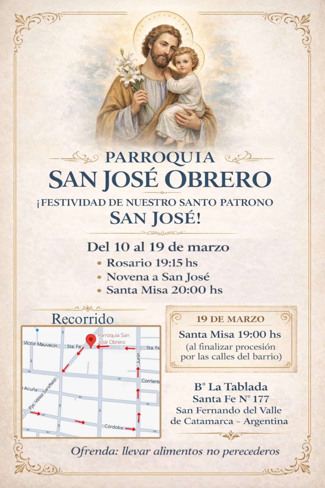 La parroquia San José Obrero celebra la novena en honor de su santo patrono