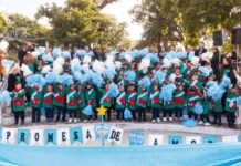 Más de 150 niños y niñas de salas de 5 años realizaron su promesa de amor a la Bandera