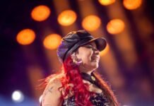Candu Dominguez en su show lució un diseño de una joven emprendedora catamarqueña