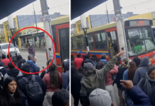 Duro video: mujer murió atropellada por un colectivo que dio marcha atrás