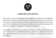 El Gobierno argentino lamentó que Brasil retire a su embajador